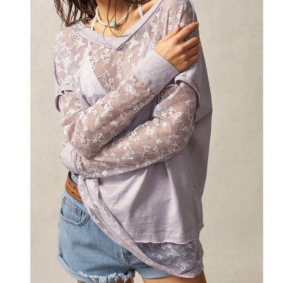 Boho V neck Floral Print Semi Sheer Oversized Long Sleeve top - Picture 1 of 5